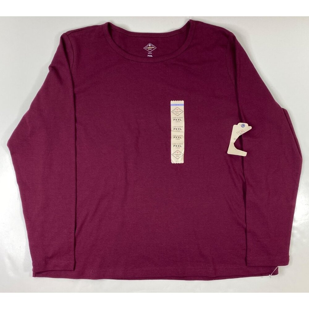 St. Johns Bay Womens Purple Long Sleeve Crew Neck Essential Tee Size PXXL